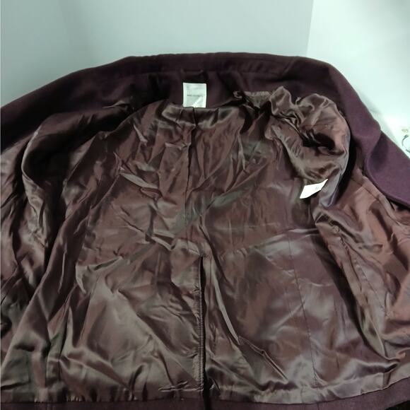 Avec Les Filles Womens Coat Size XL Burgundy Wool Blend Double Breasted Jacket - Picture 6 of 8